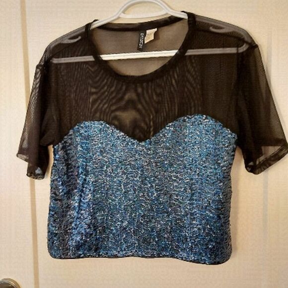 DIVIDED sequin and sheer top - Picture 1 of 3